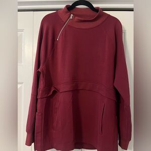 Lou & Grey Burgundy top with Zipper Detail-super soft!